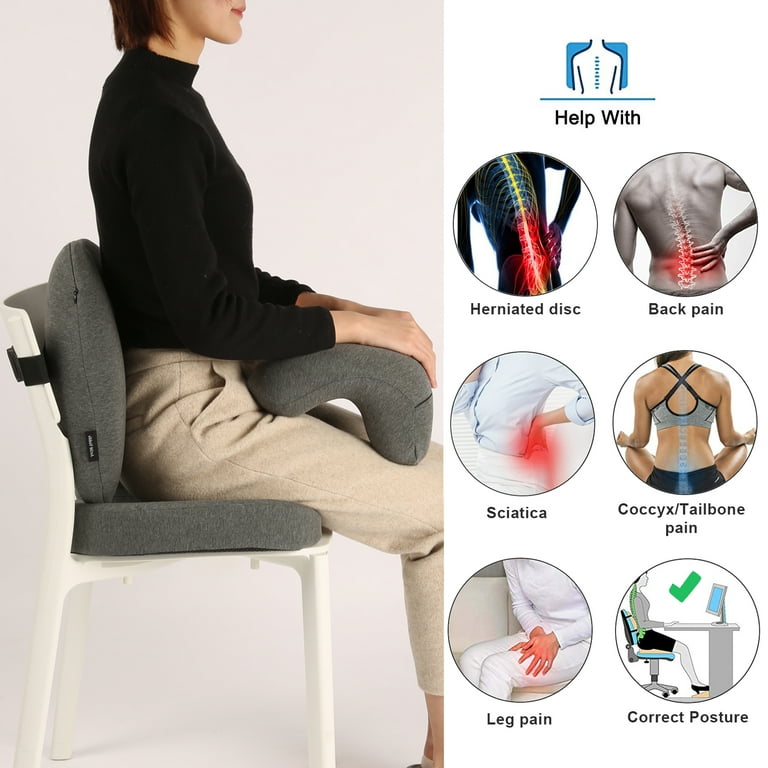  Sleepavo Memory Foam Seat Cushion for Office Chair-Orthopedic  Back and Butt Pillow for Sciatica Tailbone Coccyx Hip Pain Relief for  Sitting, Gaming, Desk, Car, Airplane-Padded Lumbar Support Pillow : Office