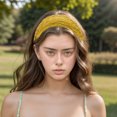 thumbnail image 2 of Unique Bargains 1 Pc Headband Wide Elastic Texture Hairband for Women Yellow, 2 of 5