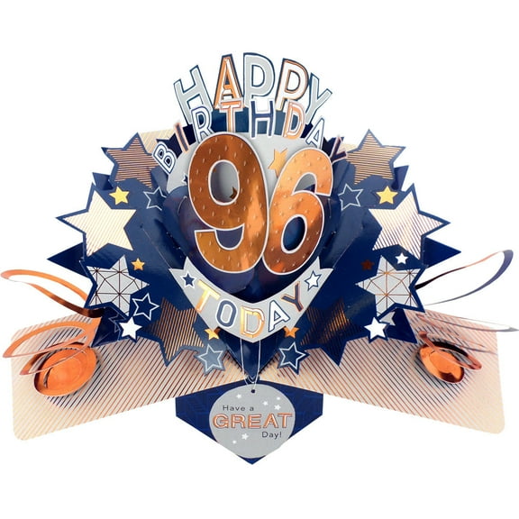 Happy 96th Birthday 96 Today Pop-Up Greeting Card Love Kate's Pop Up Cards Him