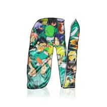 Art Silky Pattern Anime Durag Waves with Long Tails and Quadruple Stitching - Smooth Silky Satin Fabric for Comfort and Compression (Green Squid G N)