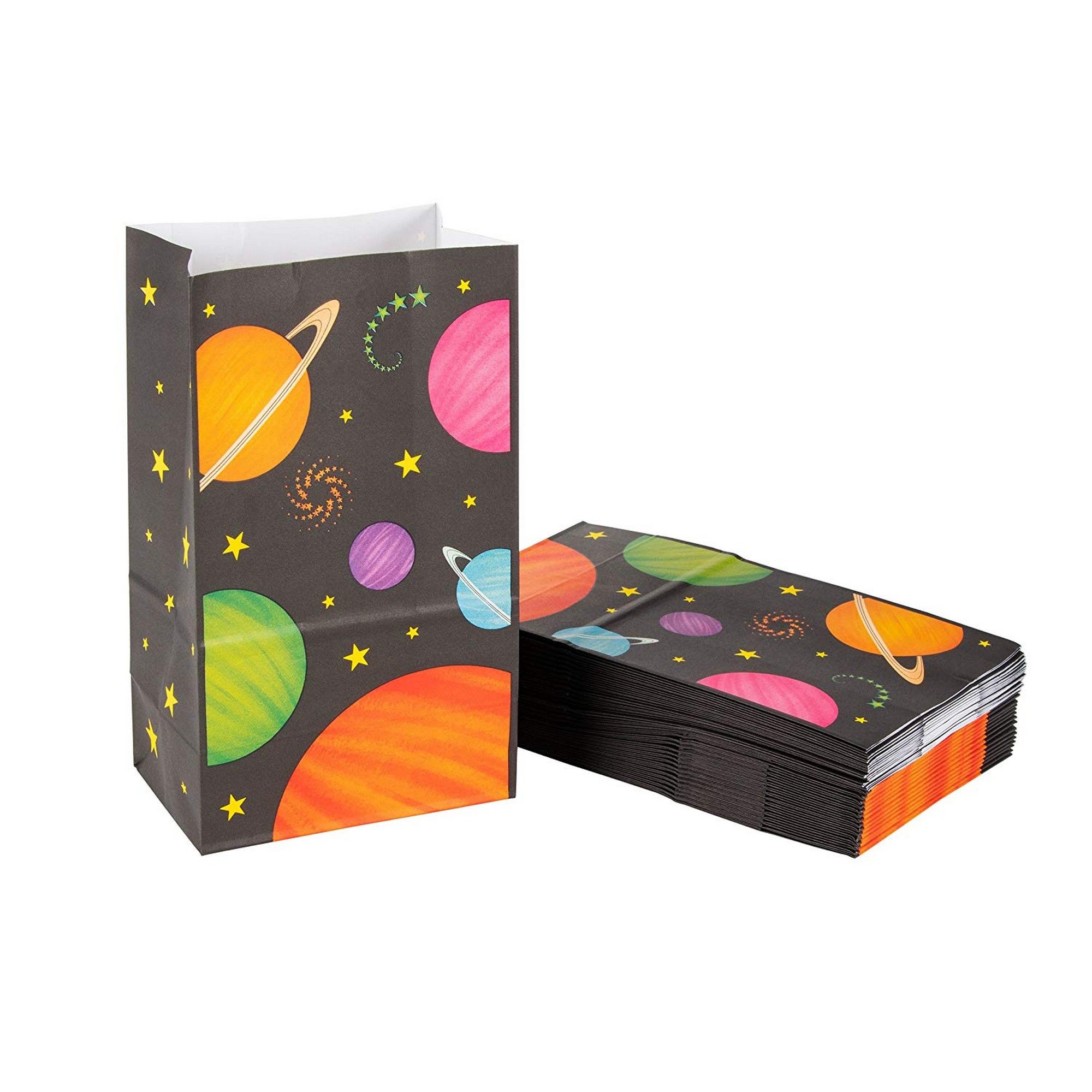 Party Treat Bags 36Pack Gift Bags, Outer Space Party Supplies, Paper Favor Bags, Recyclable