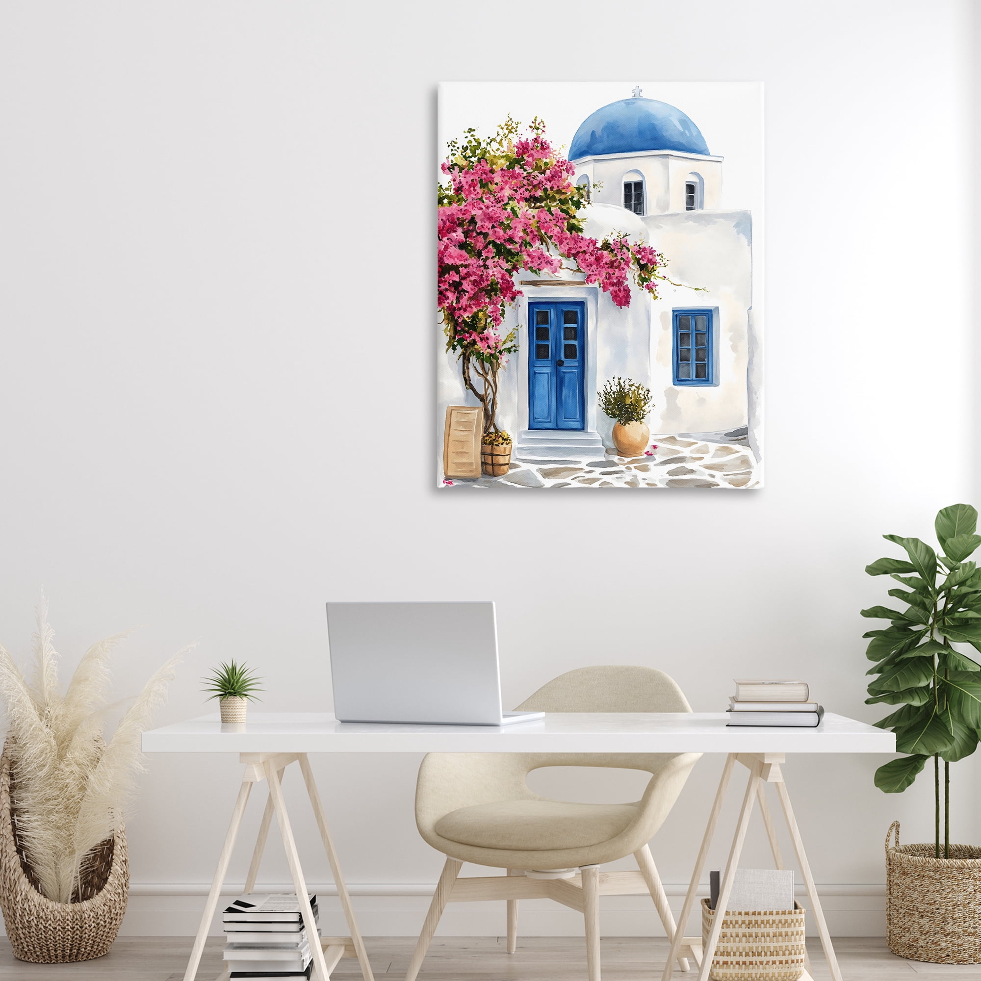 Stupell Industries Santorini House with Bougainvillea Canvas Wall Art, design by LSR Design Studio