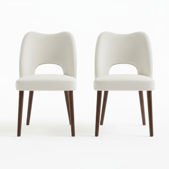Wooden Dining Chairs Set of 2, Mid-Century Modern Fabric Upholstered Dining Room Chair Kitchen Chairs,Dining Room Chair with Hollow Back/Adjustable Foot Pegs for for Kitchen, Dining, Office