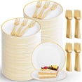 thumbnail image 4 of 400Pcs Gold Dessert Plates 6.3" with Forks 5"- 200PCS Small Disposable Dessert/Cake/Appetizer Plates and 200PCS Forks - Serve 200 Guests for Wedding Party&Thanksgiving&Birthday&New Year&XMAS, 4 of 4