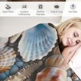 thumbnail image 3 of Chilfamy  Starfish Seashell Blanket,Conch Sea Shell Blanket Coastal Animal Throw Blanket for Bed Chair Retro Rustic Farmhouse Blanket Teal Wooden Striped Fuzzy Blanket Women Men White, 3 of 6