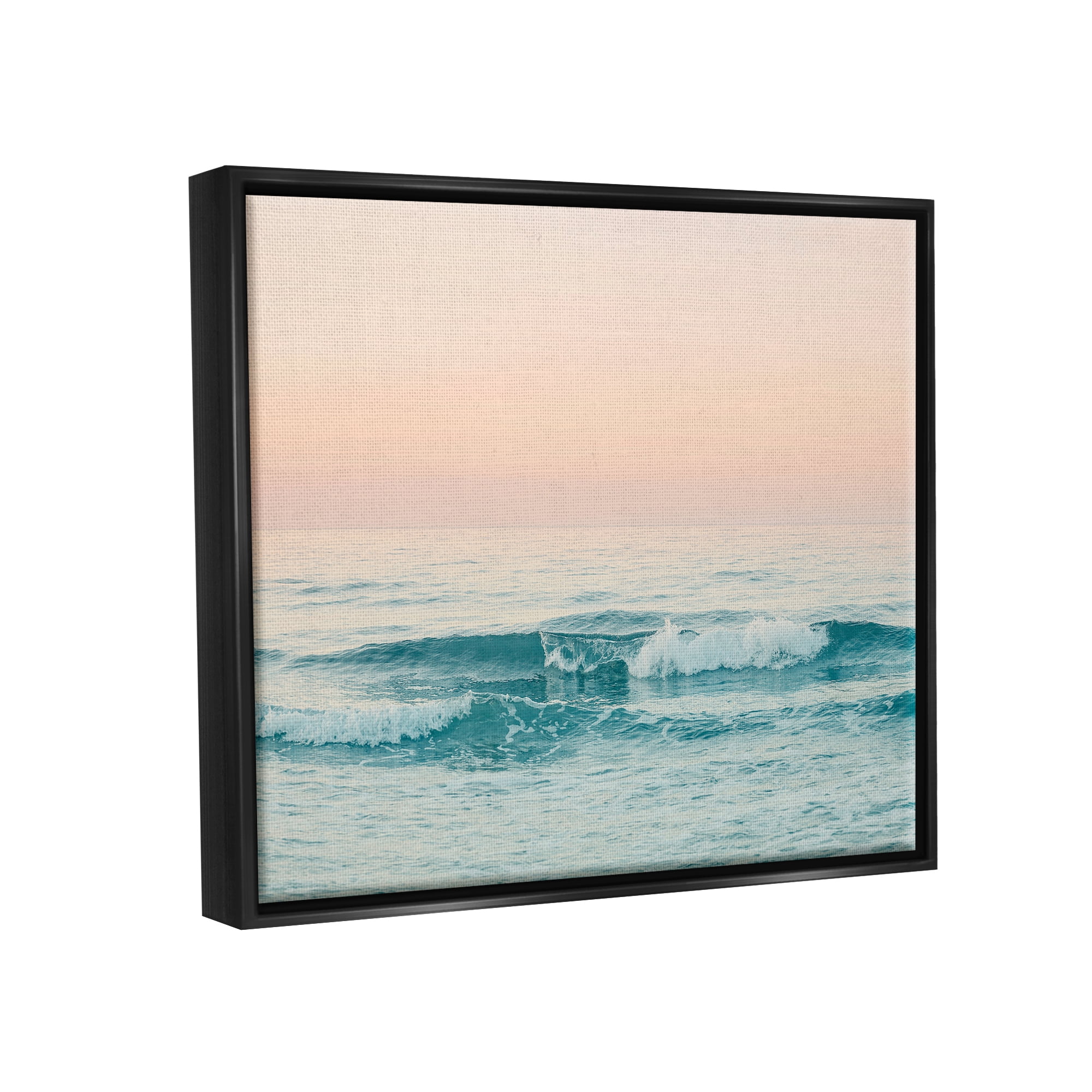 Stupell Industries Ocean Waves Sunset Nature Photography Black Floater Framed Art Print Wall Art, 21 x 17