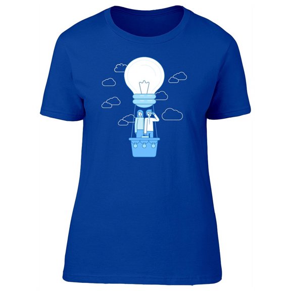 Couple On Hot Air Lightbulb Tee Women's - Women T-Shirt, 2XL