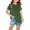 Army Green, variant on Short Sleeve Round Neck Blouse for Girls, Puff Sleeve, Polyester Spandex Blend, Casual Summer Top, Four Season Wear, Loose Fit