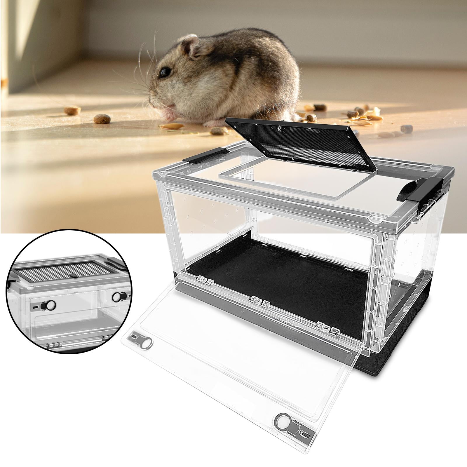 Transparent Reptile Container Terrarium Cage Foldable Lightweight for Bearded Dragons Frogs Snakes