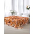 thumbnail image 5 of Boho Orange Queen Size Flat Sheet, Wrinkleproof & Fadeproof Cooling Flat Bed Sheet Only, Country Style Bohemian Floral Retro Tribal Breathable Soft Bedding Top Sheets 90 x 102 Inches, 5 of 8