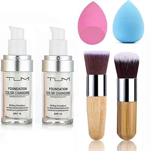 Base de maquillaje UCANBE TLM que cambia de color, 30 ml, con brochas y esponja