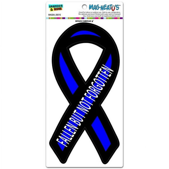 Fallen But Not Forgotten Thin Blue Line Support Ribbon Police Automotive Car Refrigerator Locker Vinyl Magnet