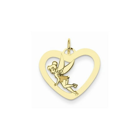 Tinkerbell Heart Charm - Sterling Silver or Yellow Gold Plated Disney Tinker Bell Heart Charm