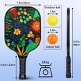 thumbnail image 4 of Pickleball Paddles Set Of 2, Fiberglass Surface, Vintage Floral Print, 4 Balls & Bag, 4 of 5