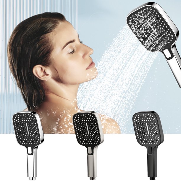 Fiudx Cabezal de Ducha Presurizado, Potente Descarga de Agua, 3 Modos de Rociado, Refuerzo de Presión Ecológico, Accesorio de Baño de Lujo, Elegante Acabado Plateado y Gris, Tamaño 25,5 X 11,5 X 4 Cm