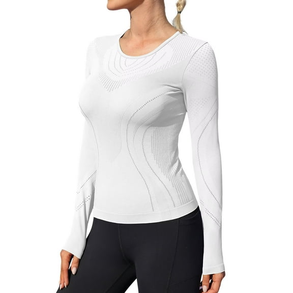 Asoul Seamless Workout Shirts for Women Long Sleeve Compression Shirts Slim Fit Athletic Yoga Tops