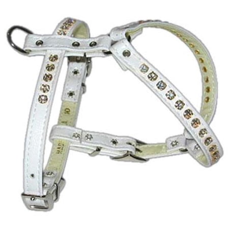 Comfort Harness White with Clear Stones 12