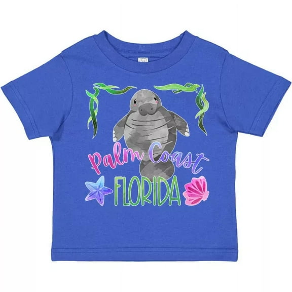 Palm Coast Florida Cute Swimming Manatee Toddler T-Shirt Summer State TODDLER SHORT SLEEVE TEE BELLA CANVAS 3001T