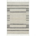 thumbnail image 2 of 8' Ivory Grey Machine Woven Abstract Lines With Fringe Indoor Runner Rug, 2 of 2