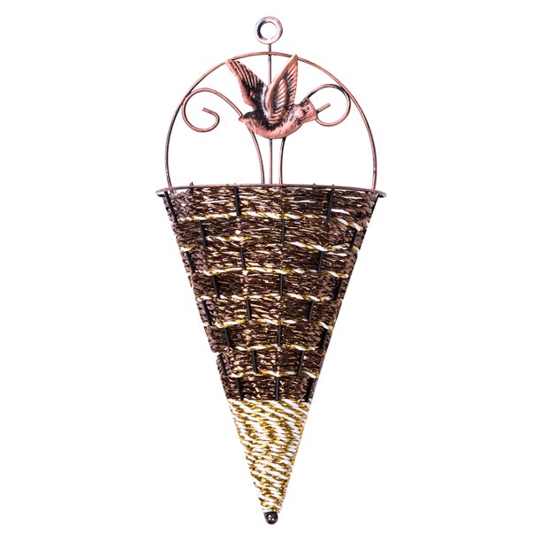 Wall Fence Rattan Hanging Planter Plant Flower Pot Rustic Rattan