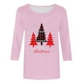 thumbnail image 4 of HOMBOM Womens Pink Shirts Plus Size Festive Holiday 3/4 Sleeve Snowman Xmas Christmas Shirts for Women Crewneck, 4 of 5