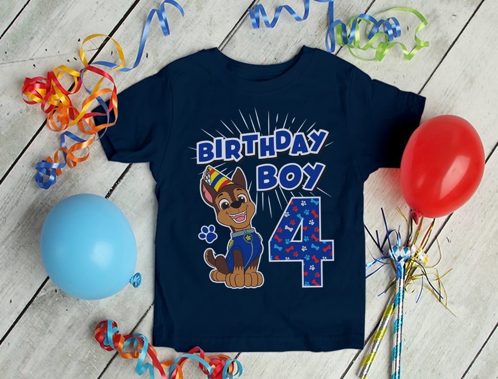 Official Paw Patrol Chase Boys\' 4th Birthday T-Shirt - Unique Gift for  Four-Year-Olds - Nickelodeon Paw Patrol Themed Party Shirt - High Quality,  Comfortable Cotton Tee