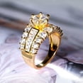 thumbnail image 5 of K-KED Women Gorgeous Round Cubic Zircon Ring Gold Plated Wedding Delicate Jewelry Sz 6-10-8, 5 of 6