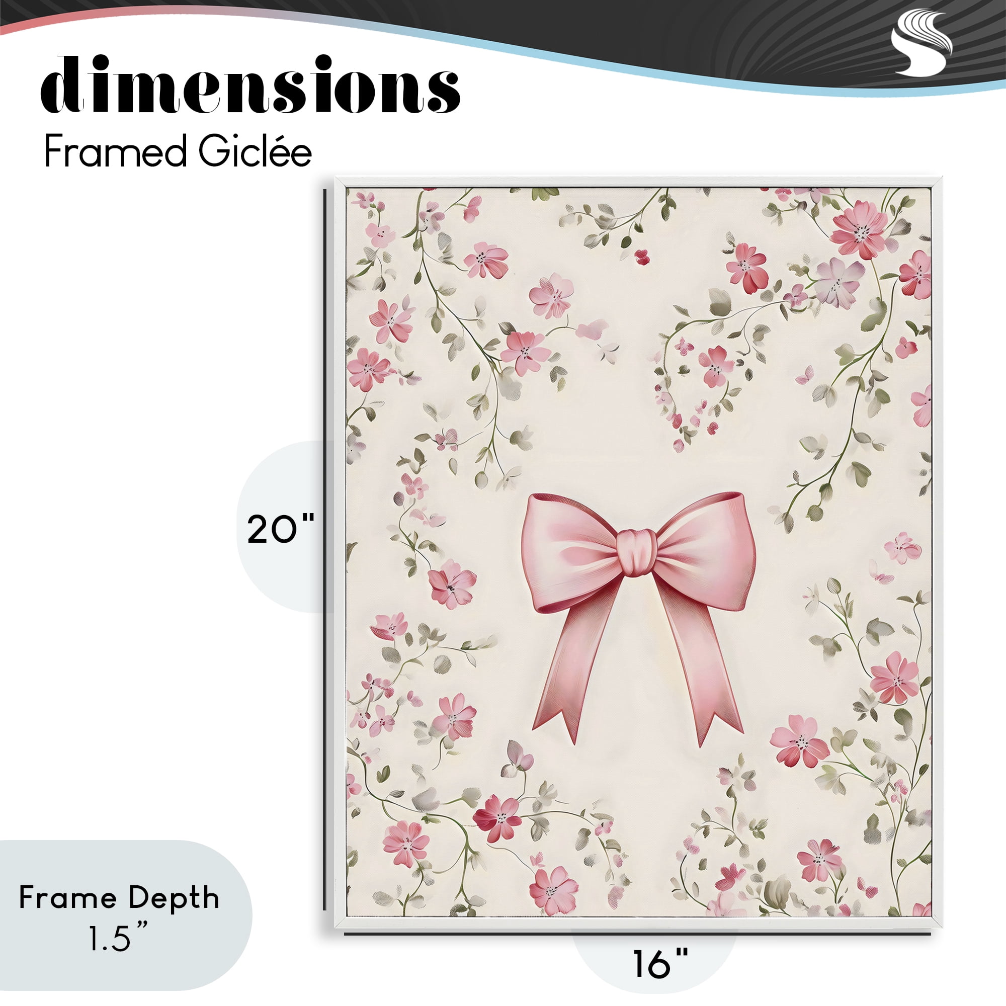 Stupell Industries Girly Ribbon Bow White Framed Giclee Art, design by Arlington Prints