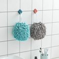 thumbnail image 3 of Juego de toallas de mano de cocina de chenilla azul y gris, toalla de mano de secado rápido de microfibra decorativa monocromática, pequeña bola peluda con lazo, 3 of 5