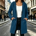 thumbnail image 2 of Vmvidoty Women's Long Hooded Sweatshirt Trench Coat Full Zip Drawstring Adjustable Waist Oversized with Pockets Navy S, 2 of 10