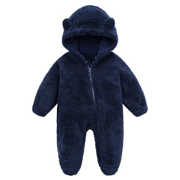 GYRATEDREAM Newborn Baby Jumpsuit Outfit Infant Snowsuit Winter Coat Fleece Hooded Romper Jumpsuit Boys Girls Onesie Warm Bodysuit for 0-12 Months