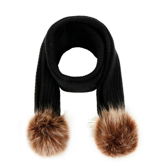 Alitao Scarf for Women Winter Scarf 110CM Baby Solid Autumn/Winter Double Knitted Wool Scarf Shawl Wraps Black One Size