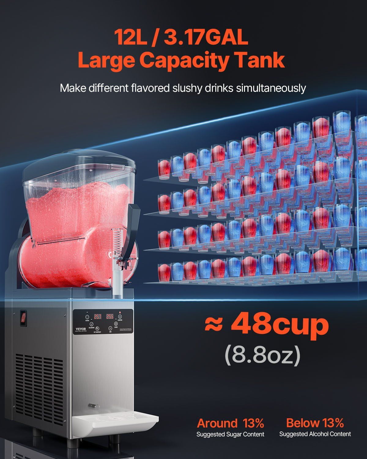 12L Slushy Machine Commercial Grade - Margarita, Smoothie & Frozen Drink Maker