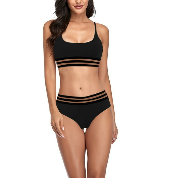 Conjunto de bikini con estilo para mujer, traje de baño de dos piezas, traje de baño sólido, ropa de playa OAVQHLG3B Store lin121212