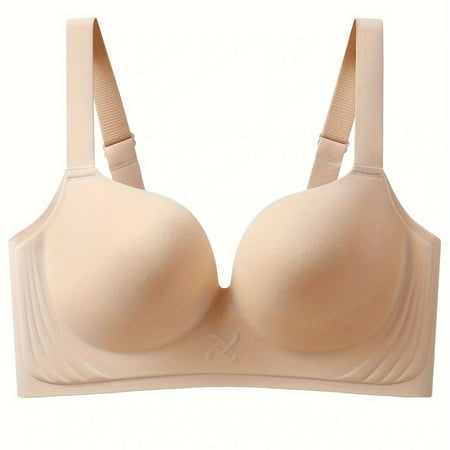 Bras for Women No Underwire Comfort Wireless Seamless Bra Ndbuld Women s Thin Series Sexy Underwire Assisted Breast Adjustment Bra Christmas Deals Beige XL