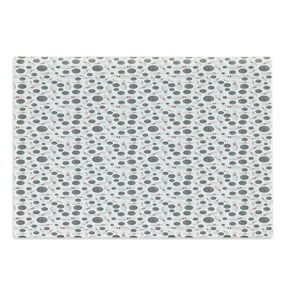 Bowling Cutting Board, Realistic Graphic Game Scattered on Plain Backdrop Competition and Fun, Decorative Tempered Glass Cutting and Serving Board, Large Size, Grey White Red, by Ambesonne