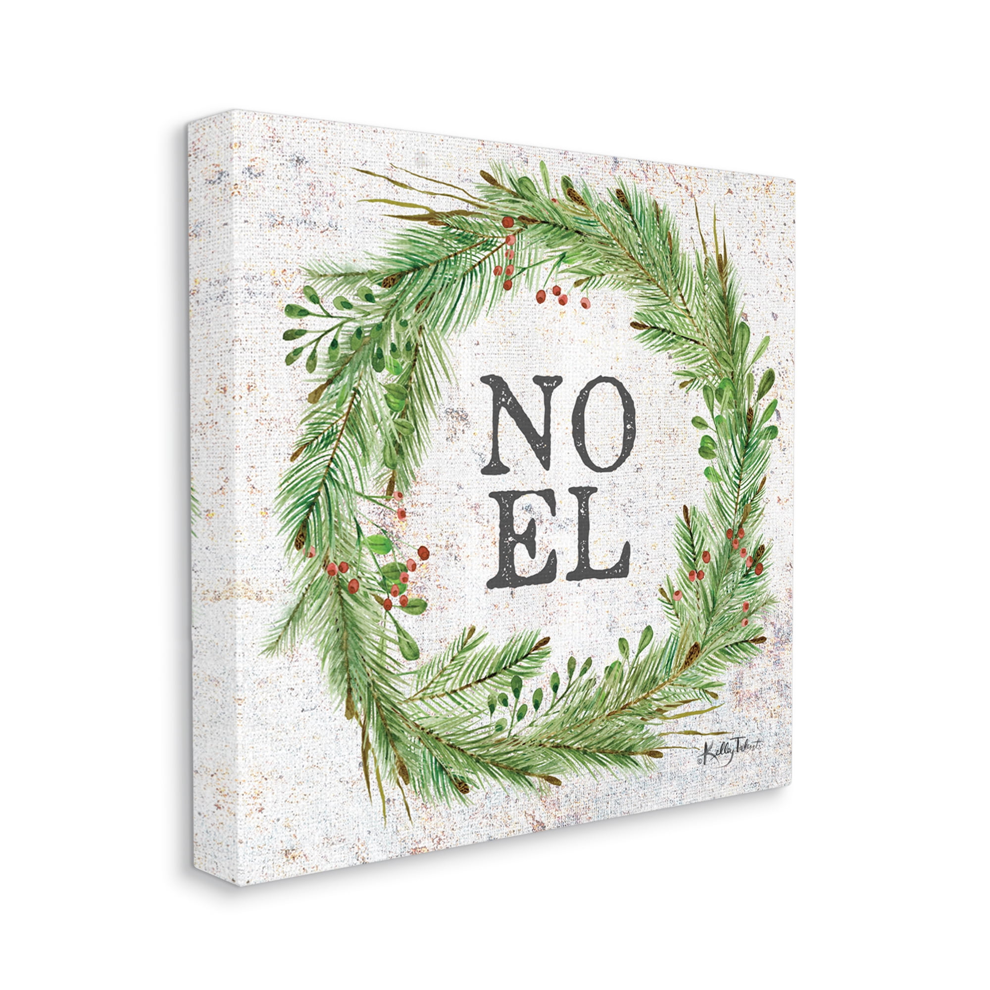 Stupell Industries Noel Seasonal Wreath Holiday Painting Gallery Wrapped Canvas Print Wall Art, 36 x 36