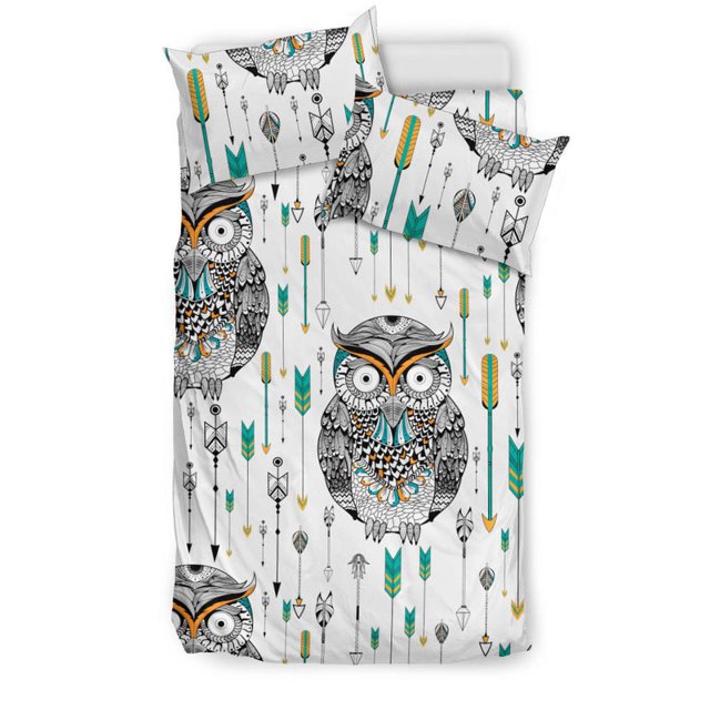 Juego de cama con estampado de flechas de búho