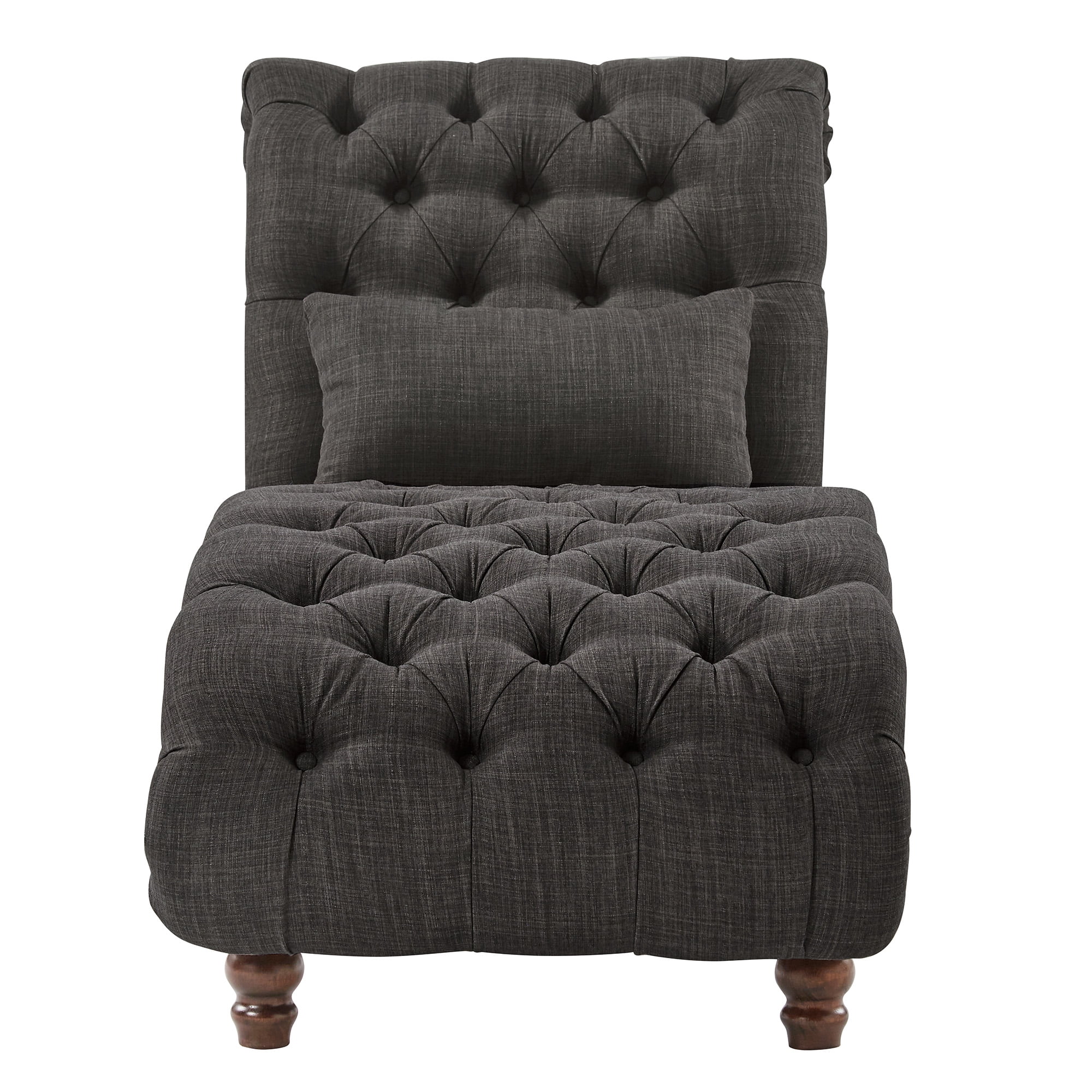 Weston Home Bowman Tufted Armless Chaise with Matching Pillow, Dark Gray Linen