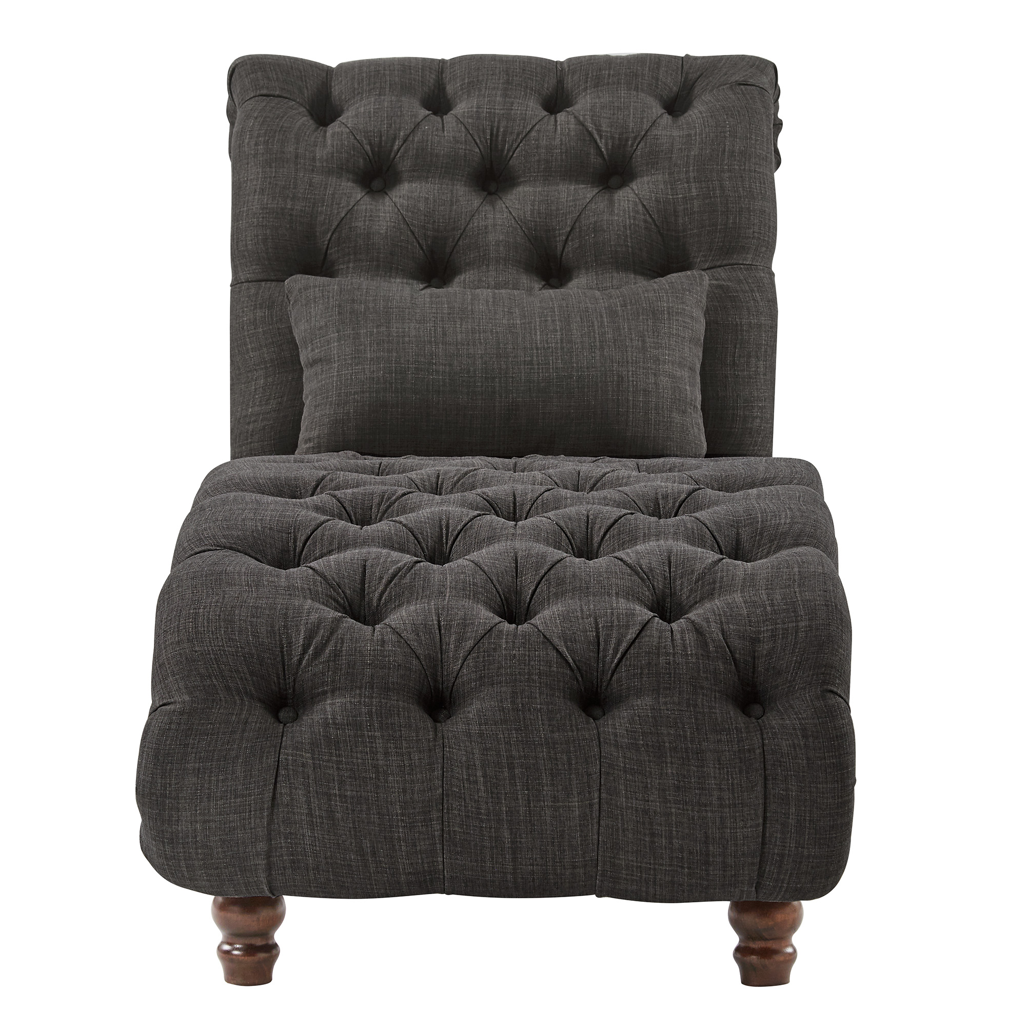 Weston Home Bowman Long Tufted Lounge Chair With Matching Pillow, Dark Gray Linen - image 5 of 6