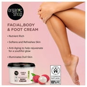 Organic Shop Lychee & 5 Essential Oils Nourishing Body Cream, 100% Vegan & Organic, Daily Hydration & Moisturizer, Body, Face, Hand & Foot Natural Lotion, Intensive Care & Skin Hydration. 250ml
