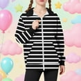 thumbnail image 2 of Favoffer Girls Graphic Zip Up Hoodies Sweatshirt with Pockets Kids Hooded Coat Casual Outerwear Rainbow Plaid Stripe Campus Daily Outings Parties 5-15Y, 2 of 6