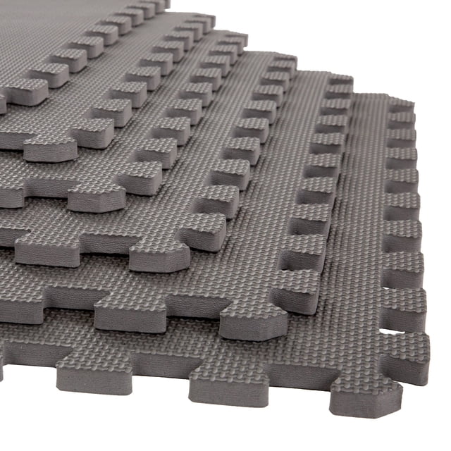 Foam Mat Tiles Stalwart, paquete de 18 unidades, 72 m², acolchado entrelazado, gris