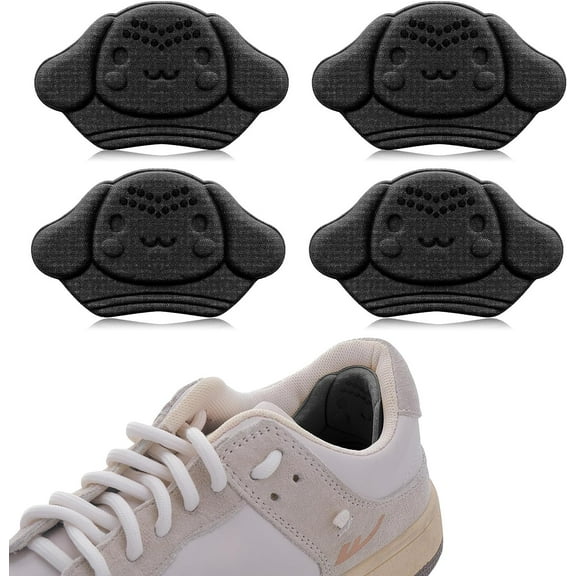 Shoe Inserts for Kids, 2 Pairs Self-Adhesive Heel Cushion Heel Grips, Add Comfort and Volume, Cute Small Heel Inserts for Girls and Boys Boots, Trainers, Or School Shoes(Black)