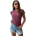 thumbnail image 4 of JWD Summer Ruffle Short Sleeve Knit Tunic Tops Shirts Tank Tee Blouse For Women, 4 of 8
