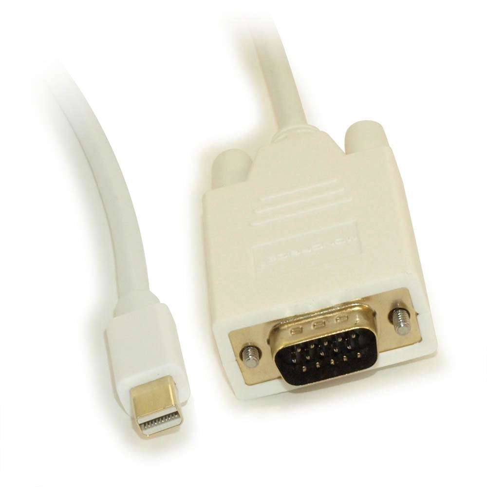 3ft Mini DisplayPort to VGA Cable 28AWG Gold Plated, White
