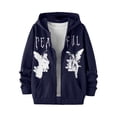 thumbnail image 4 of IAJDKMEK Men's Letter Print Full Zip Hoodie – Streetwear Sweatshirt with Graphic Design & Pocket, Long Sleeve Hoodies for Men, Y2K Jacket for Urban Style & Daily,Navy XL, 4 of 5