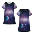 thumbnail image 5 of Salouo Planets Stars And Galaxies1 Print Short Sleeve Sleepshirt for Womens Comfy Nightgown Scoopneck Cute Nightdress Ruffle -Large, 5 of 7