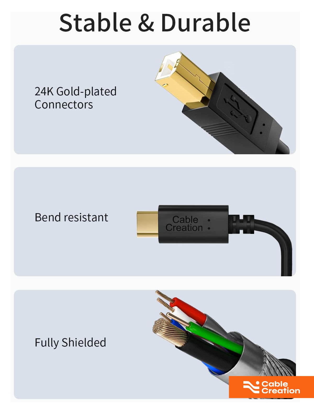 CableCreation 10FT USB C To B Printer & MIDI Cable For Yamaha, Casio ...