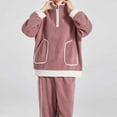 thumbnail image 6 of 2 Piece Women Outfits Fluffy Pajamas Set Soft Warm Plush Fleece Pullover and Pants Sets Home Loungewear Sleepwear (Medium, Hot Pink), 6 of 6